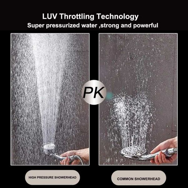 New Arrival Black Shower with Stop Button, 3 Modes Adjustable High Pressure Shower Head for Bathroom Accessory Z241030