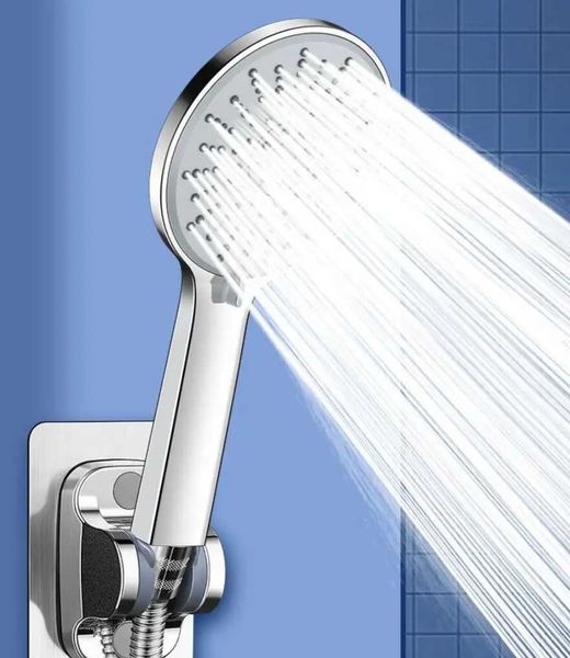 New bathroom pressurized hand shower set with universal adapter and high-flow showerheads in 5 designs