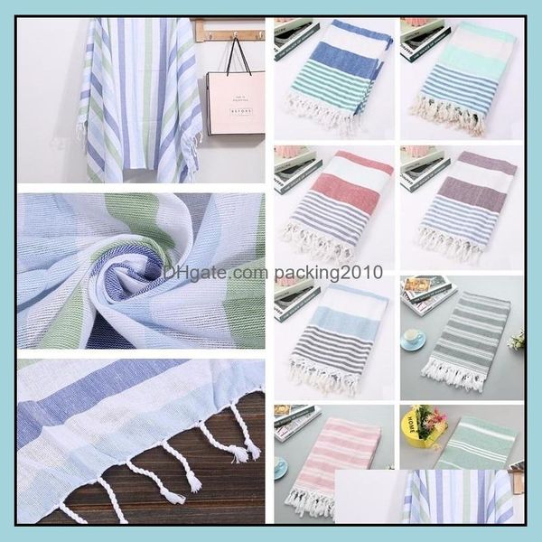 New colorful Turkish beach towels, striped cotton spa and yoga towels, 100x180cm, ideal for home, gym, or as gifts, with drop delivery option