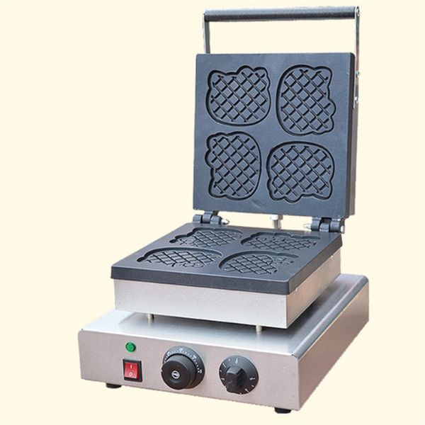 NEW Commercial Stainless Steel Electric Cat-Shaped Waffle Maker with Adjustable Temperature