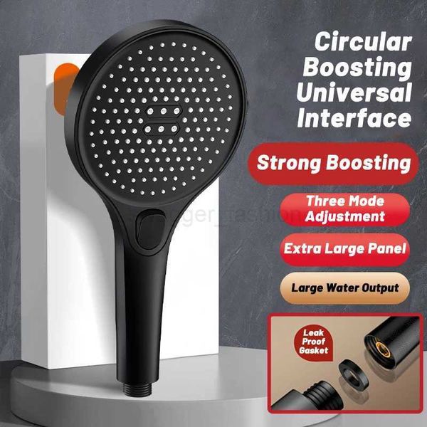 New High Pressure Big 130mm Shower Head Black 3 Modes Water Saving Spray Nozzle High Pressure Shower Bathroom AccessoriesXJ240802