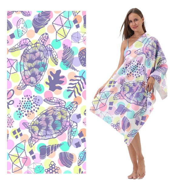 New printable ultra-fine fiber turtle towel for beach and swimming with excellent absorbency