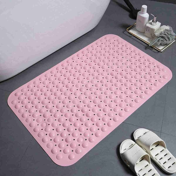 Non-slip bath mat with suction cups and drain hole for pets and hotels