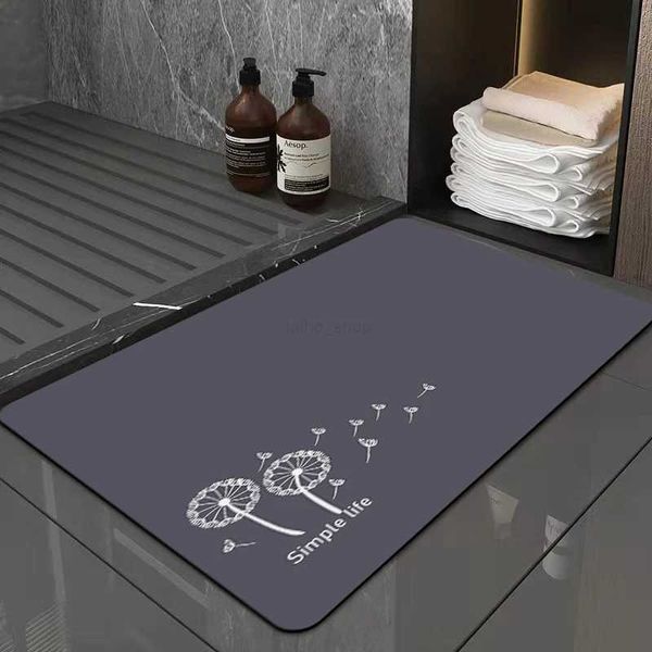 Non-slip diatomite bath mat for shower rooms, absorbent and quick-drying