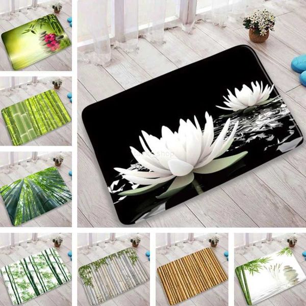 Non-slip, super absorbent bamboo-pattern bath mat for kitchen, home entrance, bedroom, or bedside