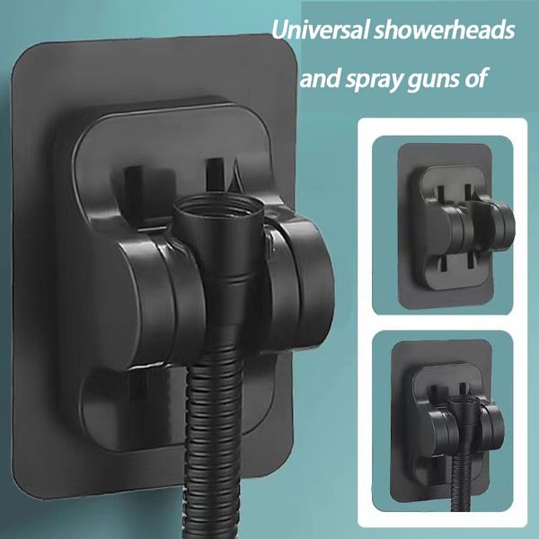No-punch shower bracket for bathroom rain shower head nozzle, wall mount holder with rosette base