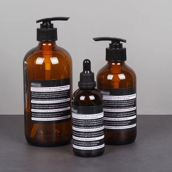 Nordic brown glass liquid soap dispenser for travel bathroom and kitchen use