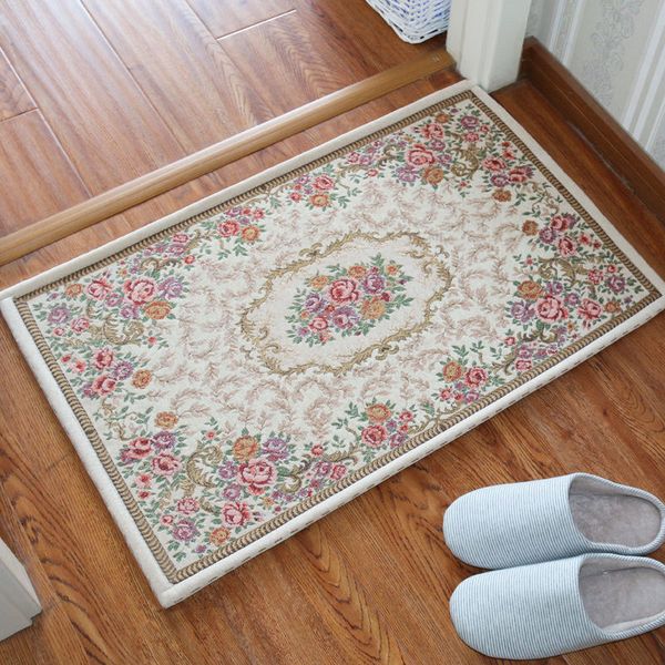 Nordic floral rug for living room, kitchen, bedroom, or bathroom with anti-slip backing