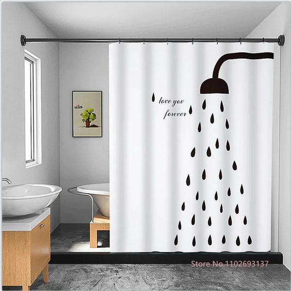 Nordic-inspired abstract wind geometry shower curtain, waterproof polyester for stylish home bathroom decor