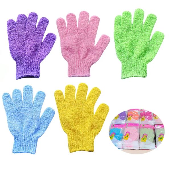Nylon exfoliating gloves for spa-like body massage and dead skin removal in the shower