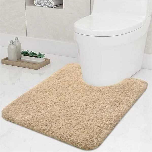 Olanly Luxury Bathroom Mat U-Shaped Bathroom Rugs Soft Absorbent Microfiber Foot Mat Non-Slip Plush Toilet Rugs Shower Carpet C241227
