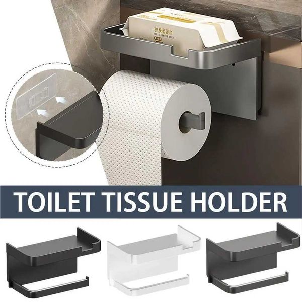 Only Toilet Paper Holder with Phone Shelf for Bathroom Tissue Roll Holder Toilet Paper Roll Dispenser Black White Grey Thic M4H4 M240824