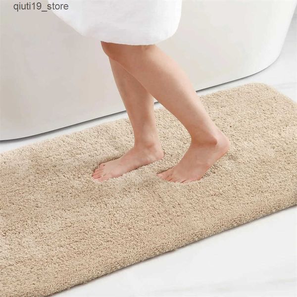 Orange luxury bath mat - soft, absorbent, non-slip shower mat for bathroom, kitchen or living room decor