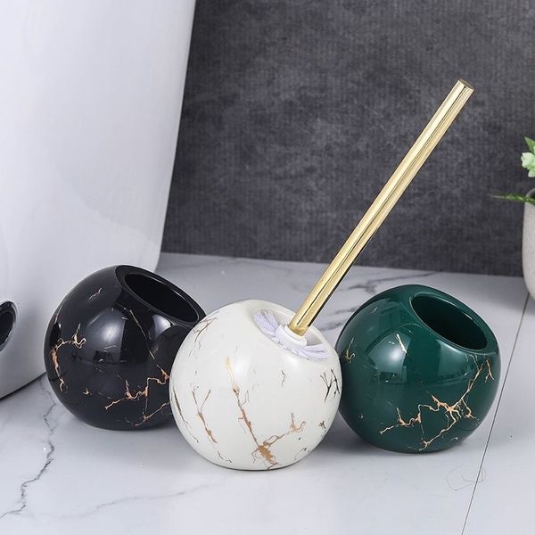 Other bathroom toilet supplies including household cleaning tools, brush ceramic marble base holders and bathroom accessories