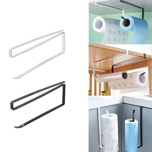 Paper roll holder and towel rack for bathroom storage without drilling, includes kitchen tissue accessories
