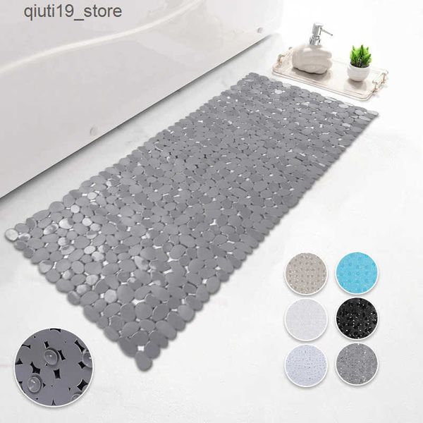 Pebble-textured anti-slip PVC bath mat with suction cups for shower or kitchen use, model J241206
