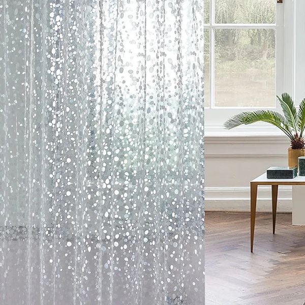 PEVA 3D waterproof shower curtains, mildew-resistant and transparent, with hooks for easy bathroom installation