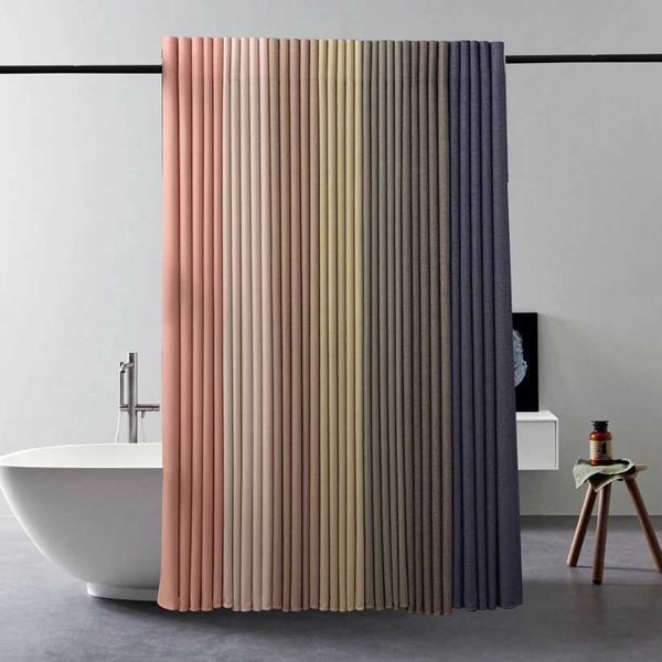 Pink thickened waterproof shower curtain with mildew-resistant lining, featuring free perforated partition for M240824 model