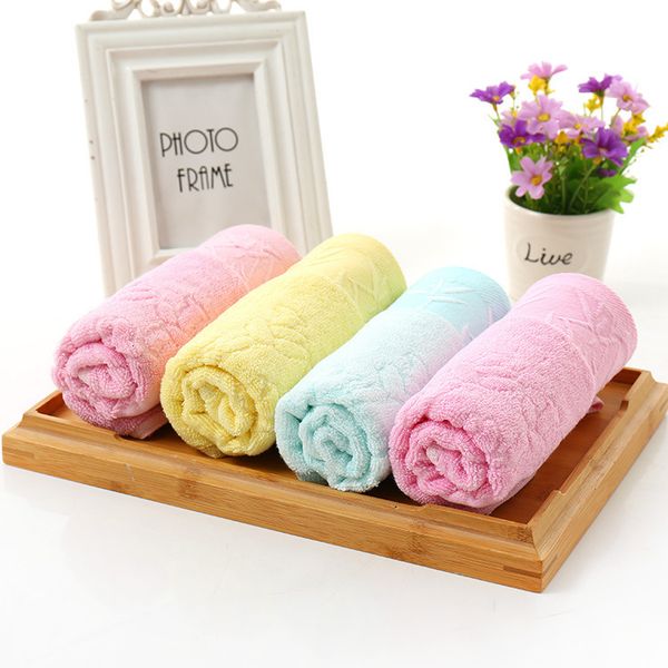 Plain Jacquard Panda Bamboo Fiber Face Towel with Embroidered Gift Ad