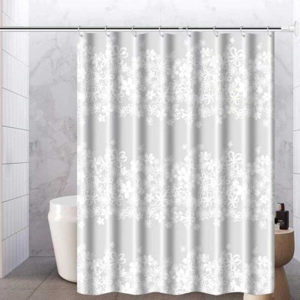 Plastic shower curtain featuring 12 hooks, designed for bathtubs and shower stalls