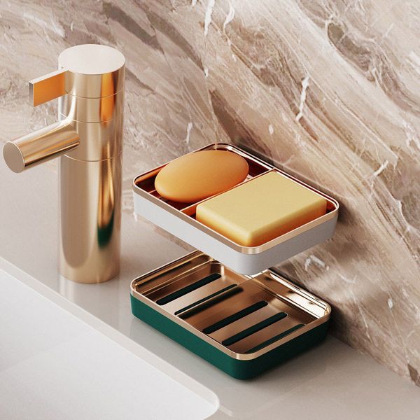 Plastic soap dish with drainage, non-slip shower tray for bathroom or hotel use
