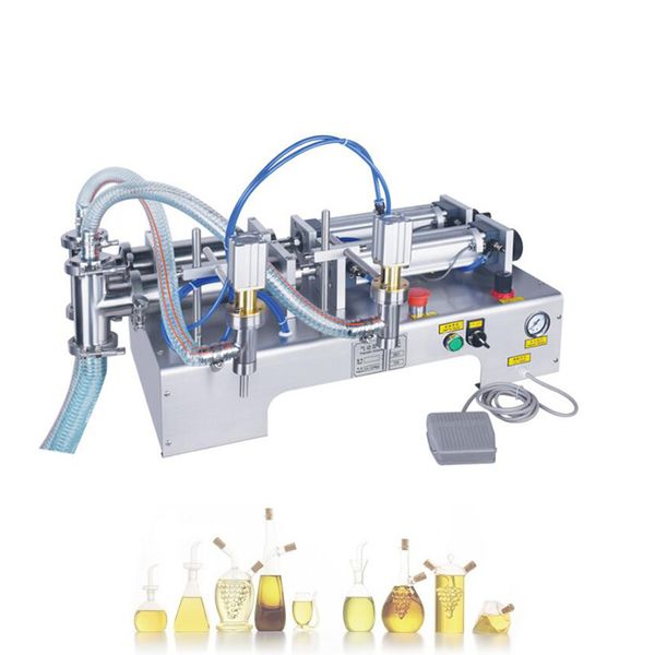 Pneumatic dual-nozzle piston filling machine for precise liquid measurement