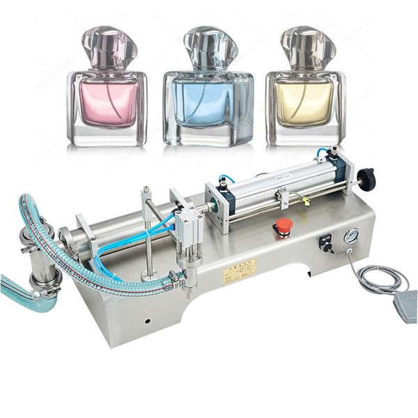 Pneumatic single-head liquid filler for beverages like wine, milk, juice, vinegar, coffee, oil, and detergent in stainless steel with 110V power
