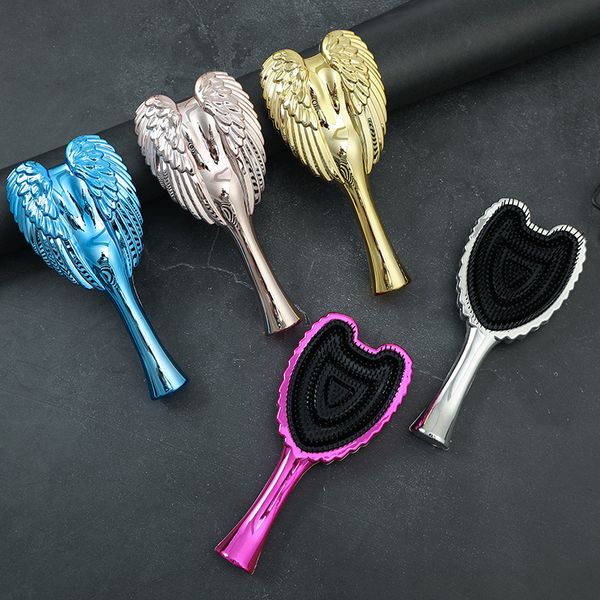 Portable handheld hair comb for quick and easy styling with chic angel wing design