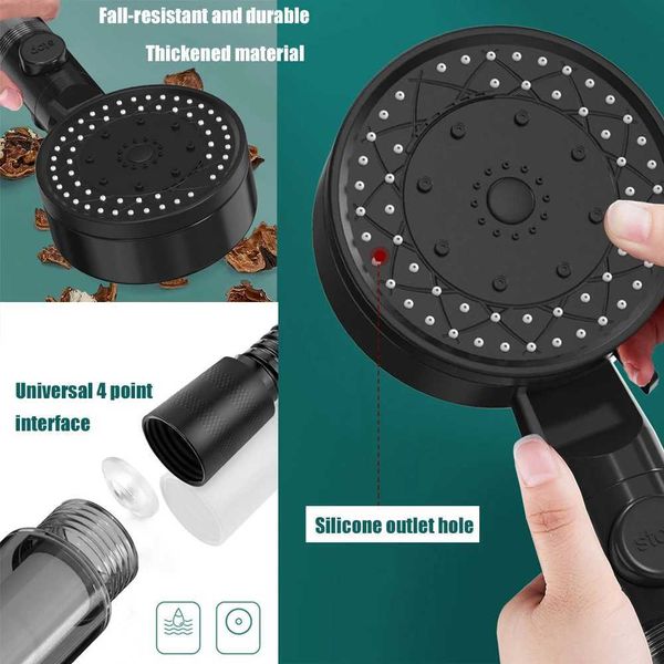 Portable shower head with 10 spray modes, one-touch stop, adjustable pressure, and built-in 8-stage filter