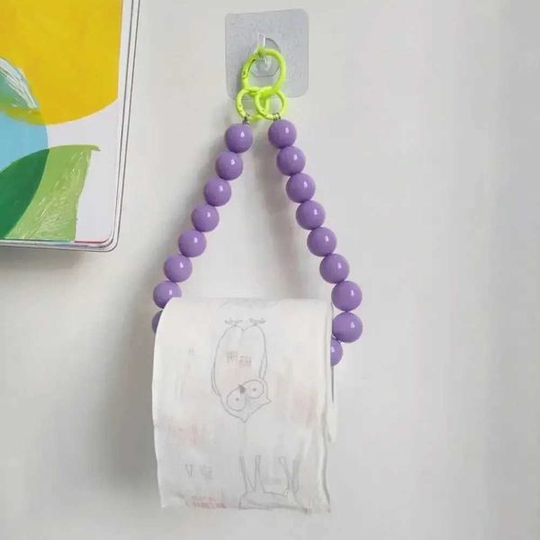 Purple pendant bead tissue holder for bathroom decor and home organization