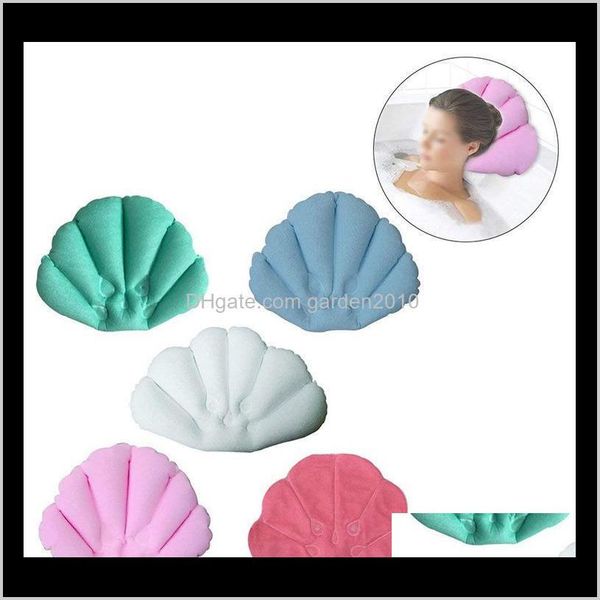 PVC soft bath pillow for home spa comfort, an inflatable shell-shaped bathtub neck cushion among bathroom accessories WB29 0Ab7V