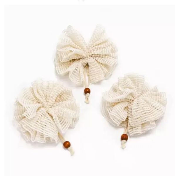 Ramie bath brushes for exfoliating, creating rich foam and bubbles in home spa showers, ideal for face and body scrubbing with a loofah puff