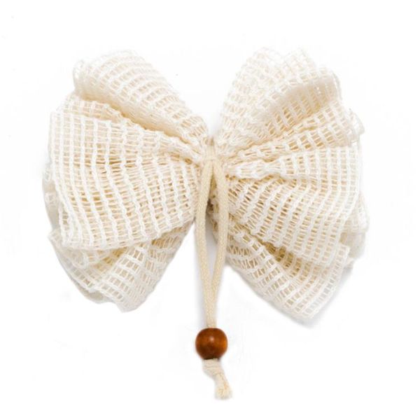 Ramie bath pouf brushes create rich lather for a spa-like shower experience, exfoliating skin with a woven loofah scrubber ball