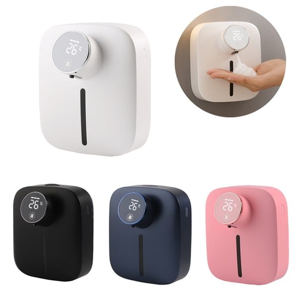 Rechargeable touchless automatic soap dispenser with digital temperature display and foam function for bathrooms