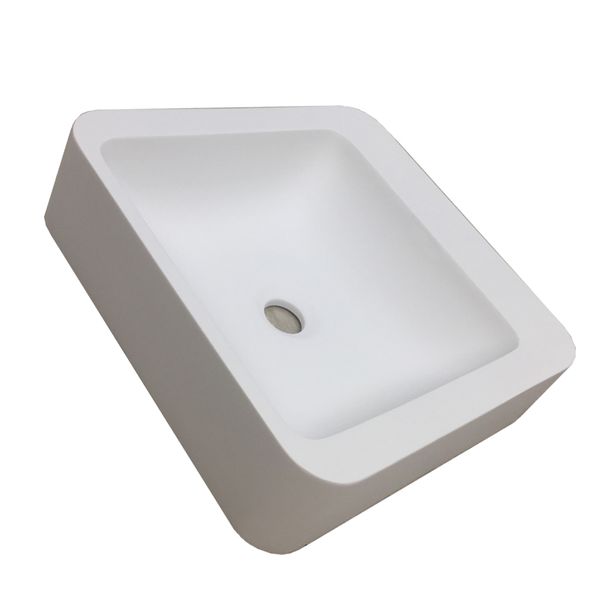 Rectangular acrylic bathroom countertop sink vessel made of solid surface stone for vanity washbasin in color 3861
