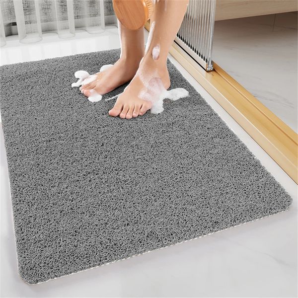 Rectangular non-slip bathroom mat for toilet floors, modern solid-color bath carpet accessory