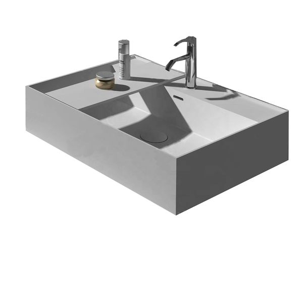 Rectangular solid surface stone countertop with vessel sink for stylish cloakroom vanity wash basin RS38331