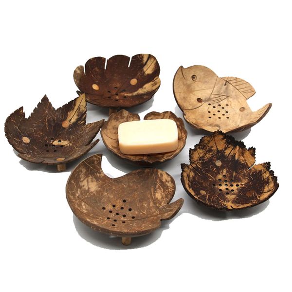 Retro wooden soap dishes with coconut shape for stylish bathroom decor and DIY crafts