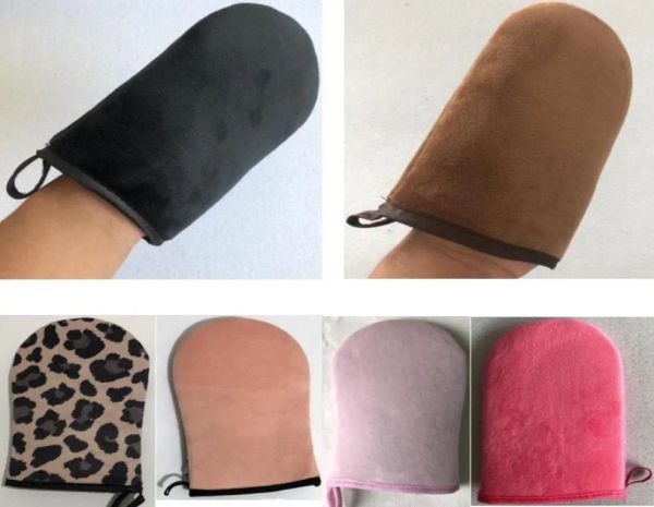 Reusable exfoliating bath scrubbers with elastic wrist for self-tanning application, washable sunless tanner mitts in lot 2384345
