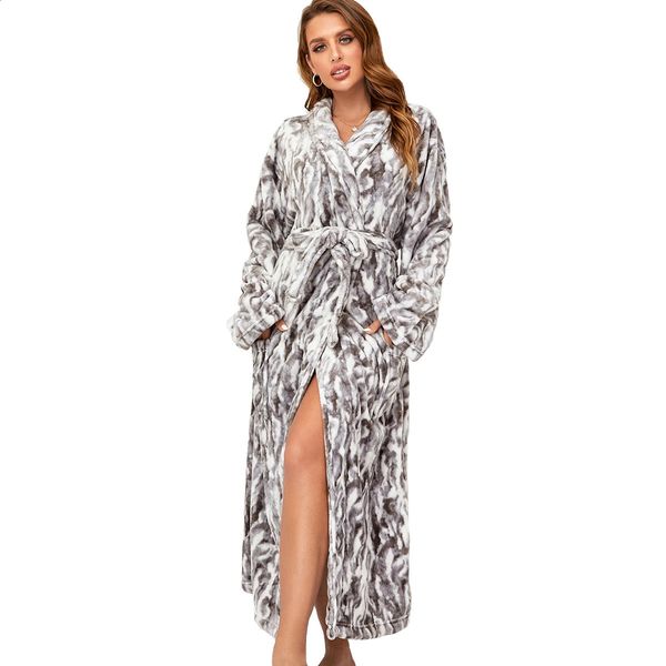 RONGTAI Women's plush rabbit fur bathrobe, a cozy long fleece robe for sleepwear and lounging