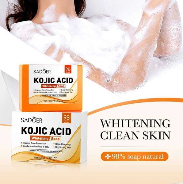SADOER 100g Kojic Acid Whitening Soap Handmade Bath Soap Body Cleansing Antimicrobial Moisturizing and Disinfection Sope Y240910

Handmade 100g kojic acid whitening soap with antimicrobial and moisturizing properties for body cleansing and disinfection