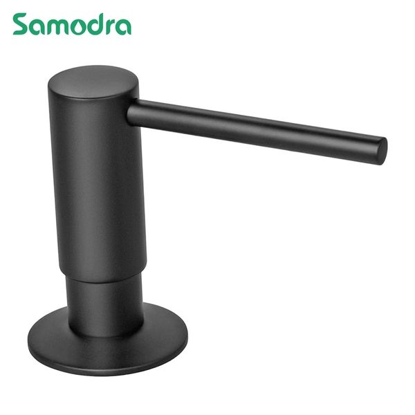 Samodra Black Liquid Soap Dispenser with Brass Pump and 500ML PE Bottle for Kitchen Use
