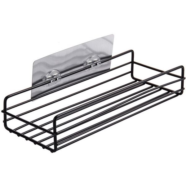Self-adhesive bathroom organizer shelf for shower corner storage without drilling