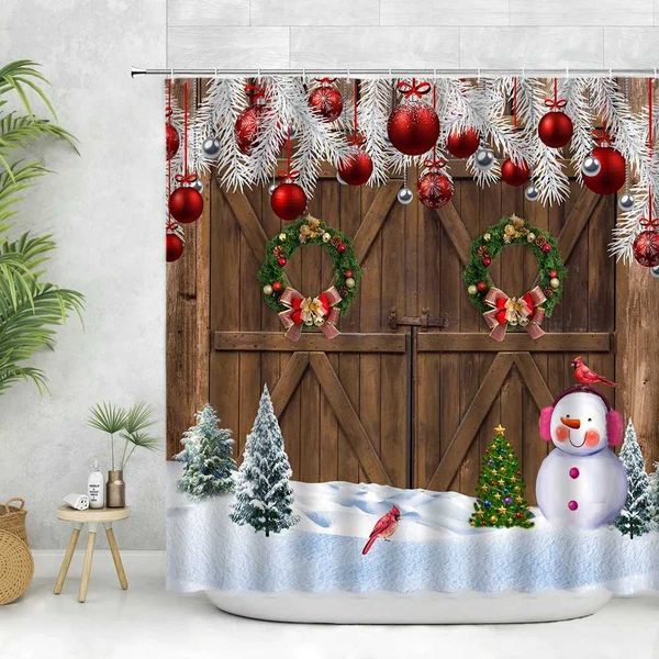 Shower curtain featuring a festive Christmas fireplace design, perfect for holiday bathroom decor and kids' photography