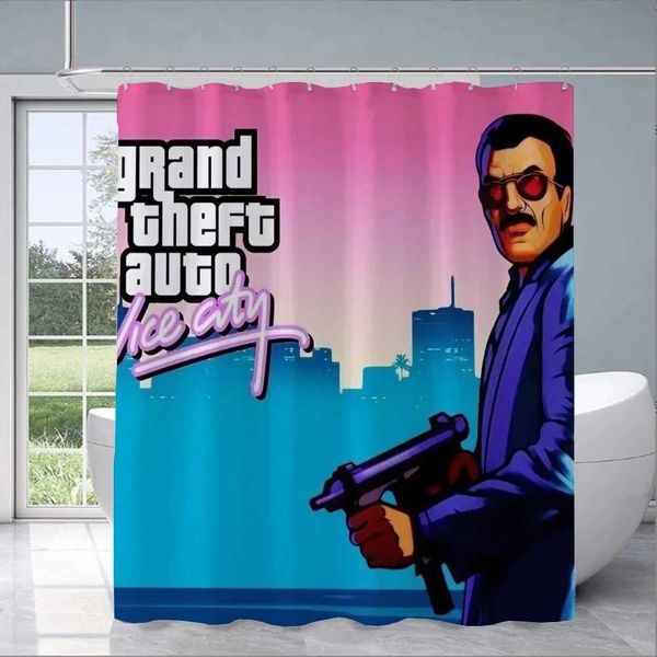 Shower curtains for GTA Vice City bathroom, featuring a folding partition and complete bathroom accessories set for bedrooms