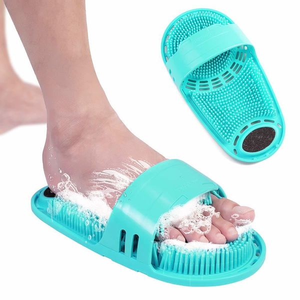 Silicone foot scrubber slipper for bathroom cleaning and exfoliation, 1 piece