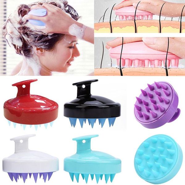 Silicone hair brush for scalp cleansing, massage, and dandruff control during shower or spa treatments