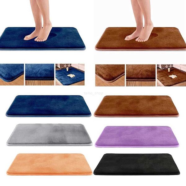 Single plush memory foam bath mat with non-slip grip, absorbent velvet texture for bathroom, kitchen or hotel use in assorted colors XJ240807