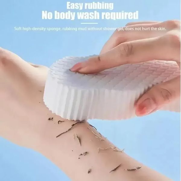 Soft exfoliating sponge scrubber for gentle body cleansing and dead skin removal