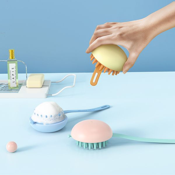 Soft silicone shampoo brush for gentle scalp and body massage during bath or spa, also aids in slimming